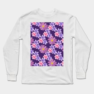 Diseño flores rosas y moradas Long Sleeve T-Shirt